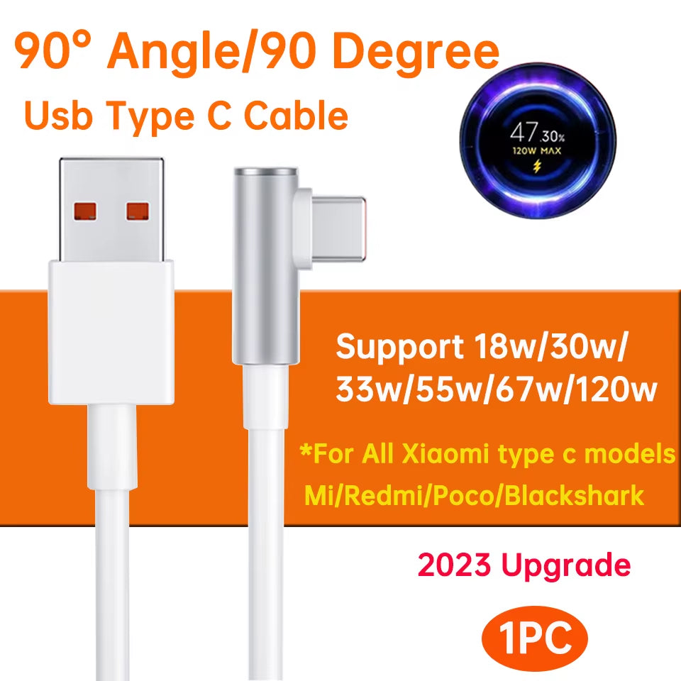 High-Speed 120W USB Type-C Cable for Mi 15/14/13, Poco X6/X7, Redmi Note, and Black Shark 5 - Turbo Fast Charging!