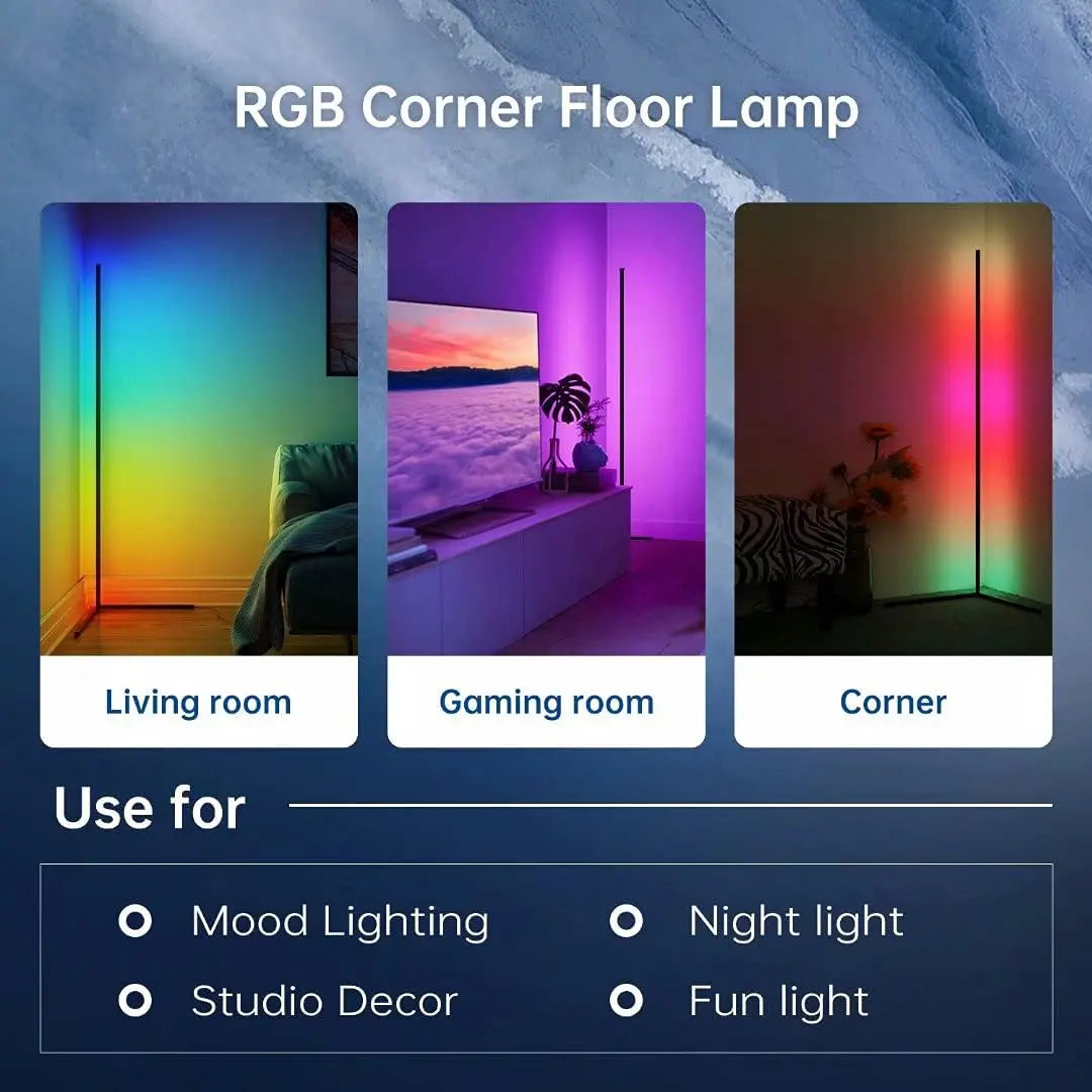 Smart Tuya Corner Floor Lamp 120Cm Modern Stand Bedside Lamp Dimmable RGB LED Mood Lighting for Bedroom Living Room Decoration