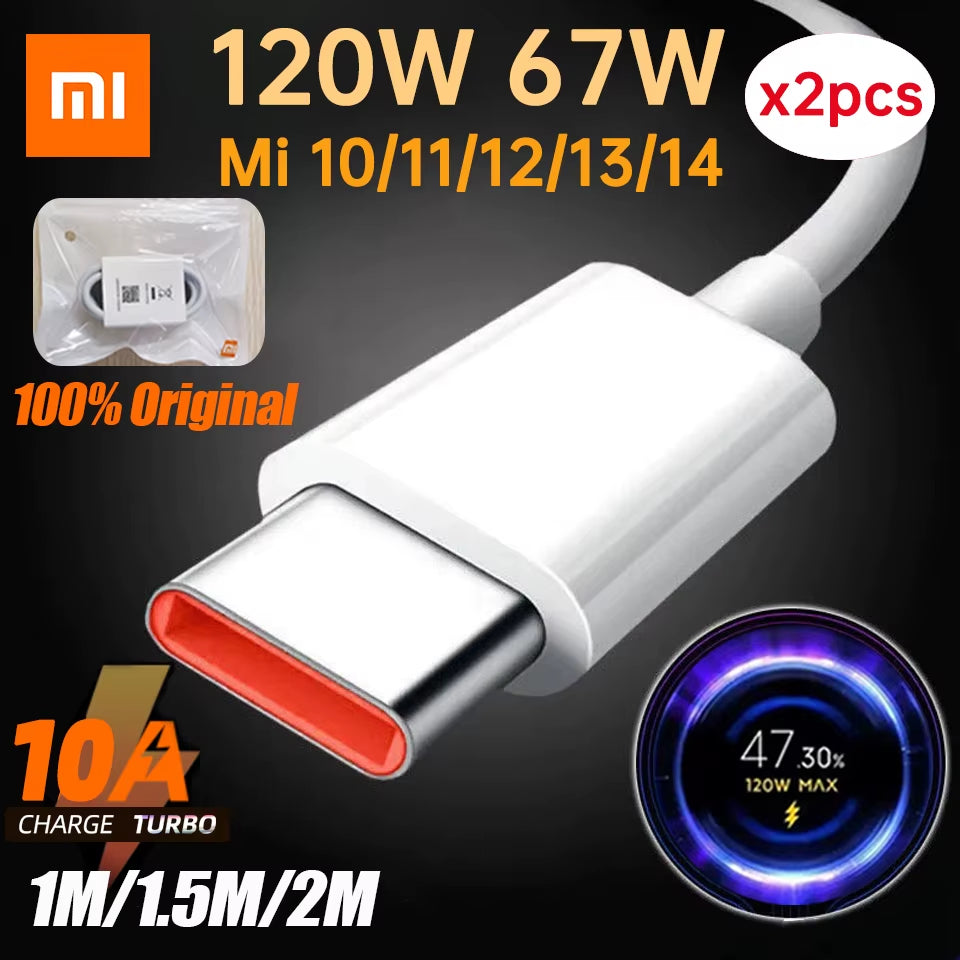 High-Speed 120W USB Type-C Cable for Mi 15/14/13, Poco X6/X7, Redmi Note, and Black Shark 5 - Turbo Fast Charging!