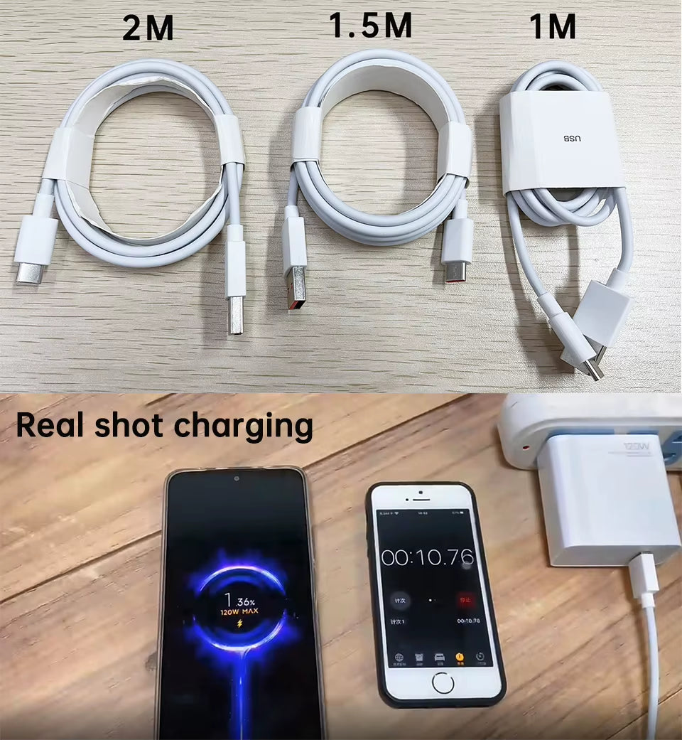 High-Speed 120W USB Type-C Cable for Mi 15/14/13, Poco X6/X7, Redmi Note, and Black Shark 5 - Turbo Fast Charging!