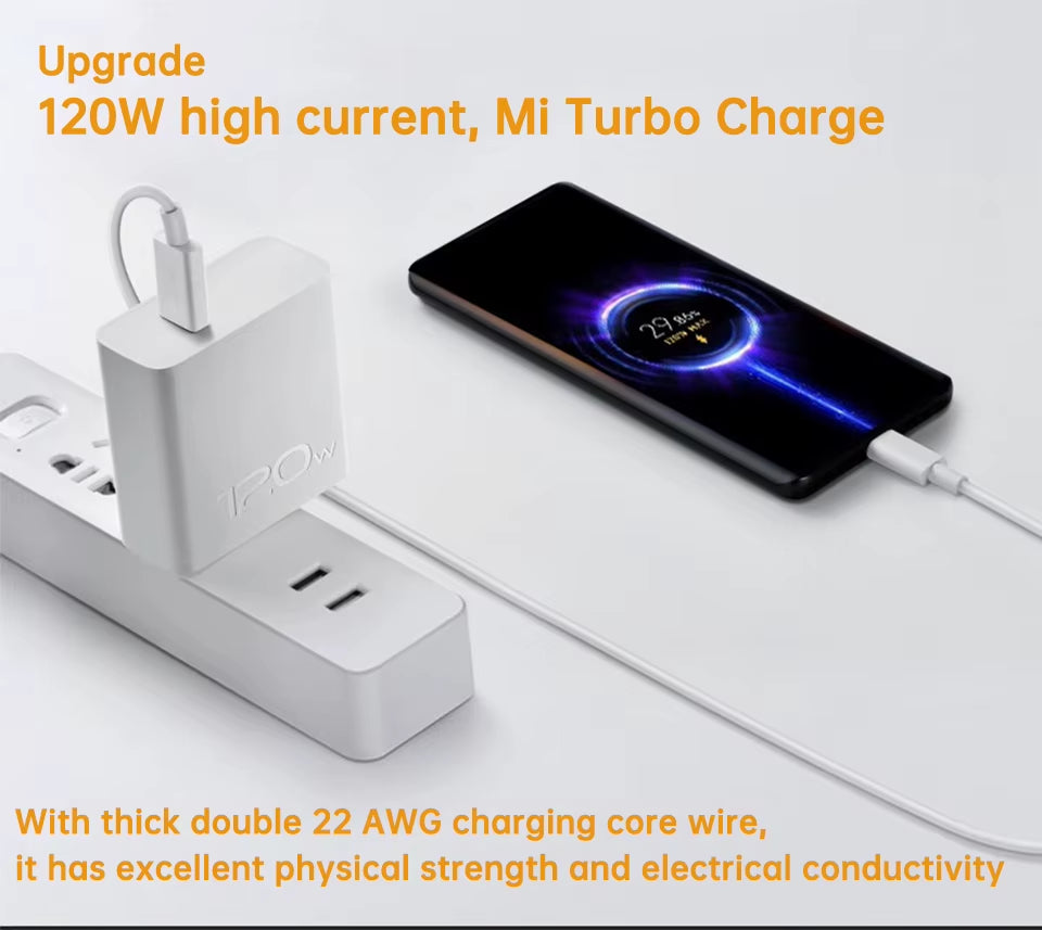 High-Speed 120W USB Type-C Cable for Mi 15/14/13, Poco X6/X7, Redmi Note, and Black Shark 5 - Turbo Fast Charging!